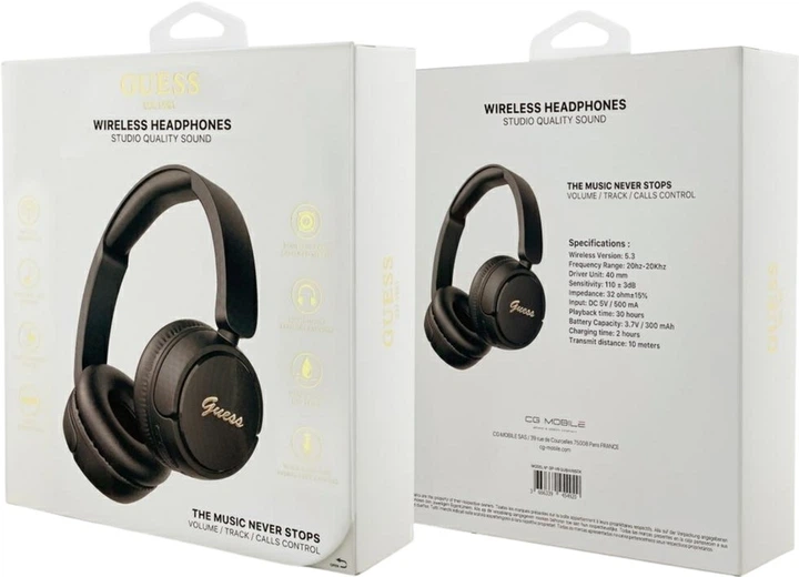 Навушники Guess Metal Logo Script Black (GUBHV6SCK) - зображення 4