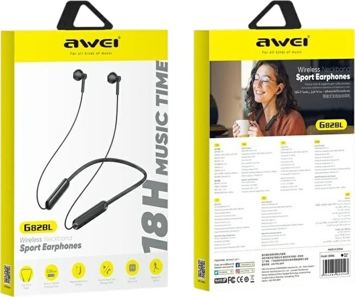 Навушники Awei G82BL Bluetooth Black (6954284024143) - зображення 3