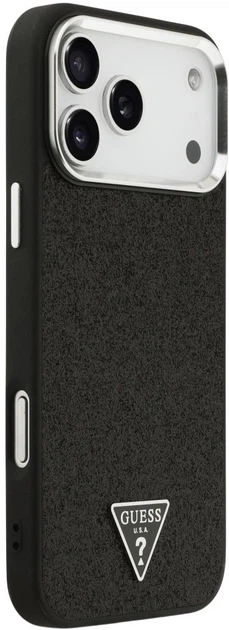 Etui plecki Guess Glitter Triangle Logo MagSafe do Apple iPhone 17 Pro Max Black (3666339516826) - obraz 4