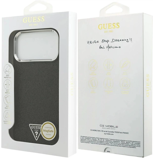 Etui plecki Guess Glitter Triangle Logo MagSafe do Apple iPhone 17 Pro Max Black (3666339516826) - obraz 8