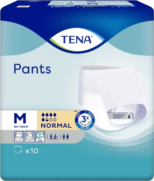 Подгузники-трусики для взрослых Tena Pants Normal Medium 80-110см 10шт - Фото 1 Подгузники-трусики для взрослых Tena Pants Normal Medium 80-110см 10шт - изображение 1