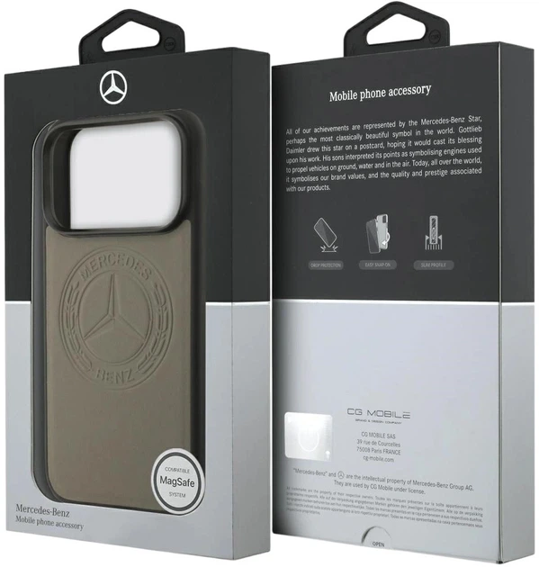 Etui plecki Mercedes Leather Vintage Logo MagSafe do iPhone 17 Pro Max Beige (3666339508128) - obraz 8