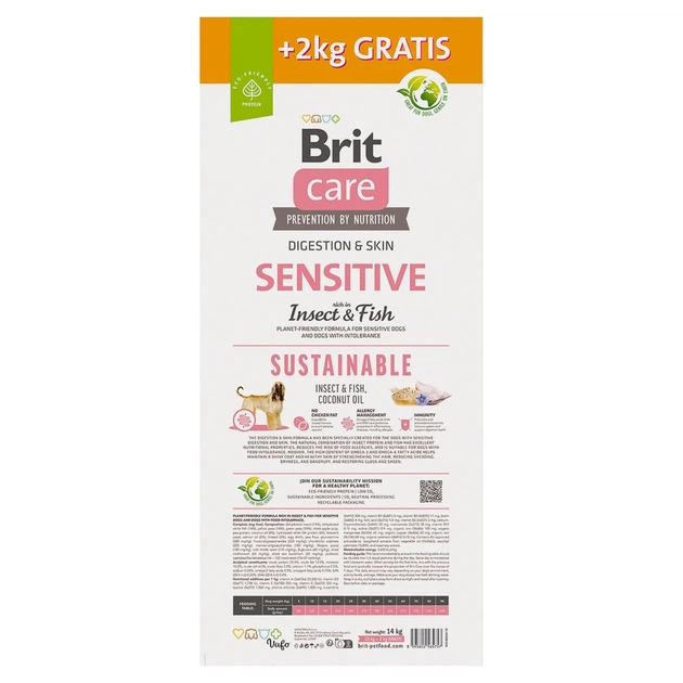Корм сухий Brit Care Dog Sustainable Sensitive для дорослих собак усіх порід з чутливим травленням з комахами та рибою 12+2 - зображення 2