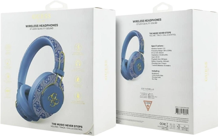 Słuchawki Guess Metal 4G Logo Blue (GUBHS72P4FC4MB) - obraz 5