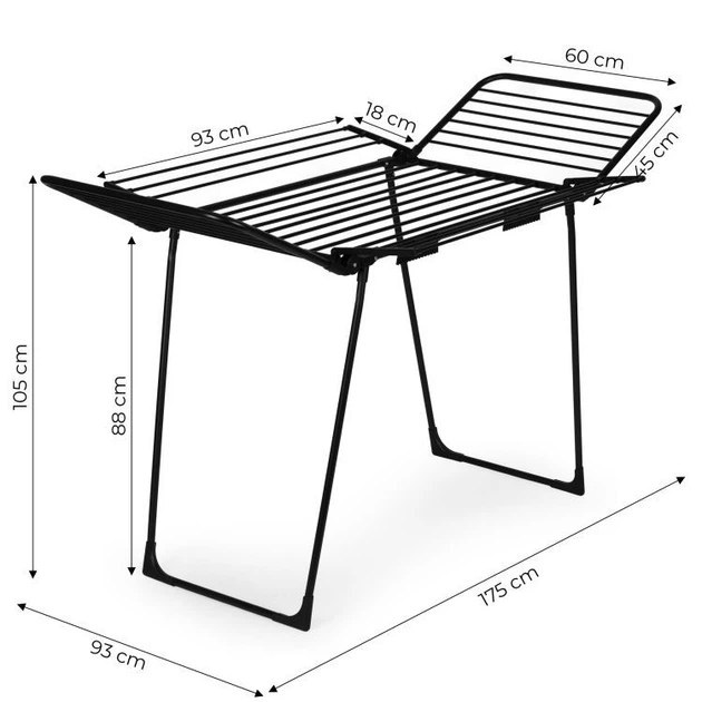 Сушарка для одягу Modern Home BJ-1925 стояча розкладна 4 крила Чорна (5905817009374) - зображення 3