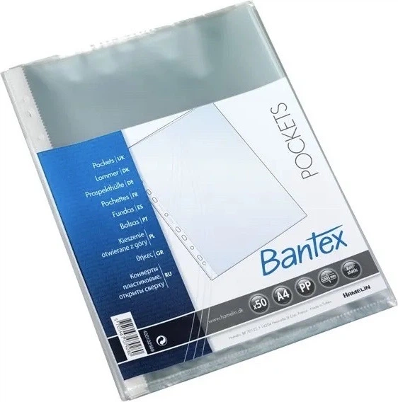 Zestaw koszulek Bantex A4 0.045 mm 50 szt Transparent 400102569 (5705467079280) - obraz 2