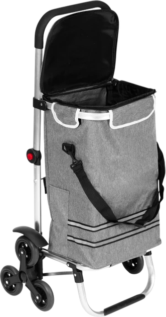 Wózek na zakupy ModernHome by Multistore składany z kieszenią termiczną 30 l Szary (PGJSFC023-GY) - obraz 4
