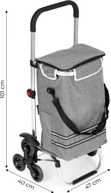 Wózek na zakupy ModernHome by Multistore składany z kieszenią termiczną 30 l Szary (PGJSFC023-GY) - obraz 8