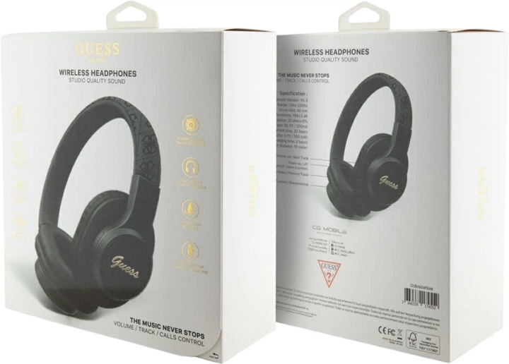 Słuchawki Guess 4G Leather Tone On Tone Script Black (GUBH604FEMK) - obraz 4