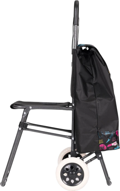 Wózek na zakupy ModernHome by Multistore ze składanym siedzeniem 30 l Czarny (PGJSFC021-BC) - obraz 4