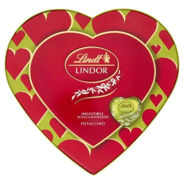 Коробка кофет Lindt Lindor Cuori Pistacchio Сердечки с фисташками - Фото 2 Коробка кофет Lindt Lindor Cuori Pistacchio Сердечки с фисташками - изображение 2