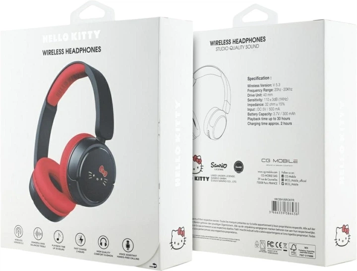 Навушники Hello Kitty Face Logo Black-Red (HKOBHV6ROKFR) - зображення 5