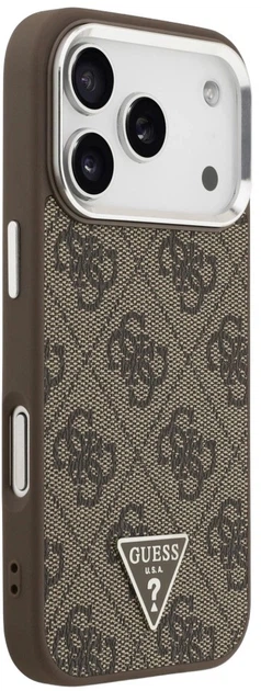 Etui plecki Guess 4G Triangle Logo MagSafe do Apple iPhone 17 Pro Max Brown (3666339517625) - obraz 4