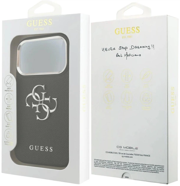 Панель Guess Grained Big 4G Classic Logo для Apple iPhone 17 Pro Black (3666339518097) - зображення 8