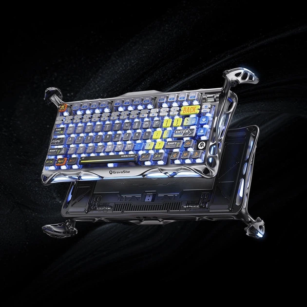 Клавиатура механическая GravaStar GS_K1_PRO_S_CGRY Mercury K1 Pro 80keys, GravaStar GS_K1_PRO_S_CGRY x Kailh Speedy Mint, BT/WL/USB, Interstellar Silver - изображение 9