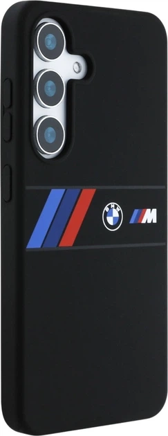 Панель BMW Silicone Middle Tricolor Stripes MagSafe для Samsung Galaxy S25 Black (3666339448851) - зображення 4