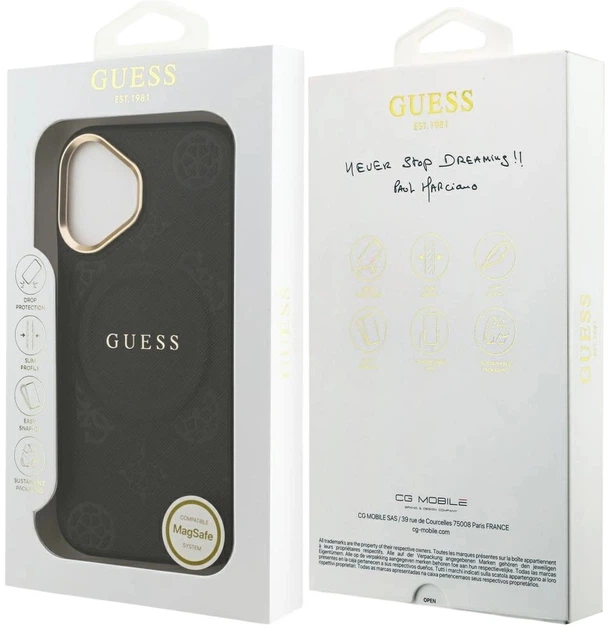 Панель Guess Peony Hot Stamp MagSafe для Apple iPhone 17 Black (3666339519674) - зображення 8