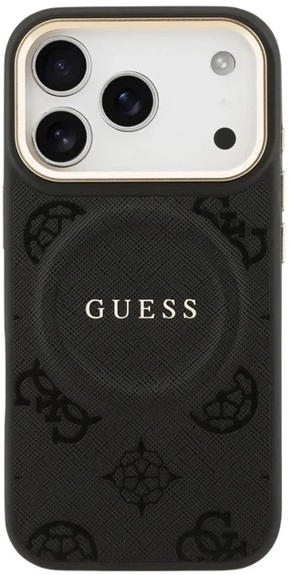 Панель Guess Peony Hot Stamp MagSafe для Apple iPhone 17 Pro Black (3666339519698) - зображення 3