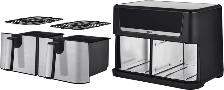 Мультипіч Rotex ROM1210-2XL MultiFry DUO 11 програм 12 л(6+6 л) LED дисплей 2800 Вт Чорний з сірим - зображення 3