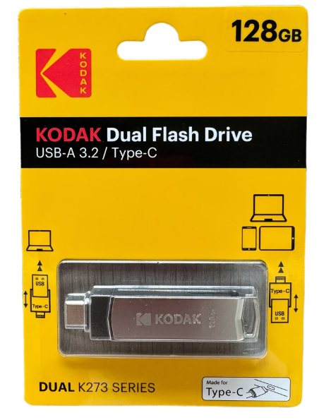 Флешка Kodak 128 ГБ с USB 3.2 и Type-C для быстрой передачи данных Серий - Фото 1 Флешка Kodak 128 ГБ с USB 3.2 и Type-C для быстрой передачи данных Серий - изображение 1