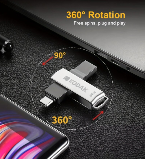 Флешка Kodak 256 ГБ с USB 3.2 и Type-C для быстрой передачи данных Серий - Фото 6 Флешка Kodak 256 ГБ с USB 3.2 и Type-C для быстрой передачи данных Серий - изображение 6