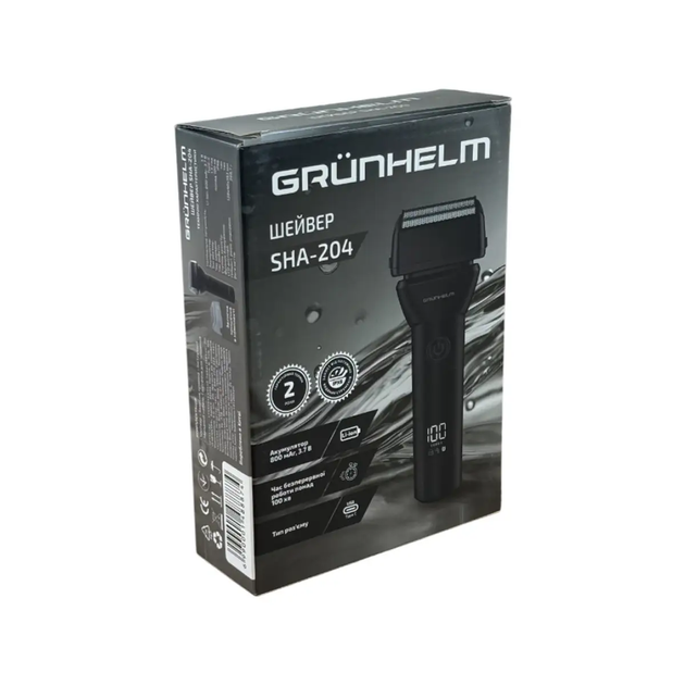 Електробритва шейвер Grunhelm SHA-204 для видалення щетини роторна акумулятрона функція блокування LCD дисплей IPX6 5 Вт Чорний - зображення 6