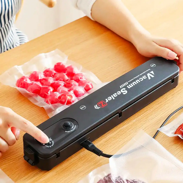 Бытовой вакуумный упаковщик Vacuum Sealer с набором пакетов 90 Вт Черный - изображение 3