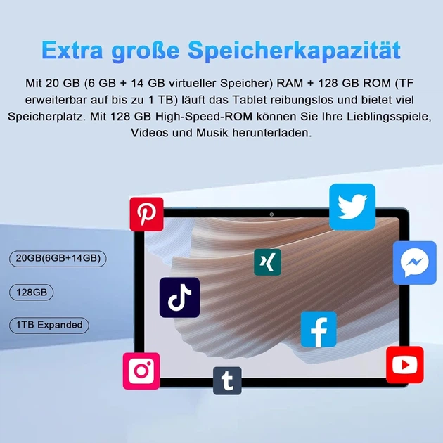 Планшет 10.1" SUAAT S3 6+14/128Gb 8 ядер Android 14 6000 mAh Синий Б/В - изображение 2