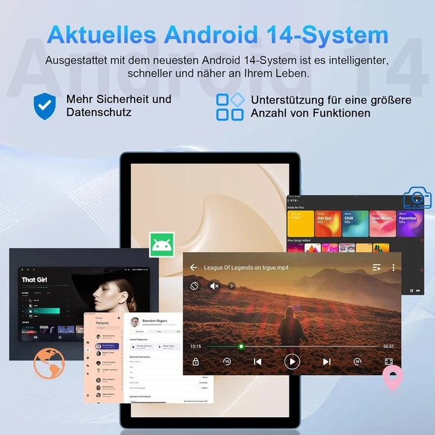 Планшет 10.1" SUAAT S3 6+14/128Gb 8 ядер Android 14 6000 mAh Синий Б/В - изображение 6