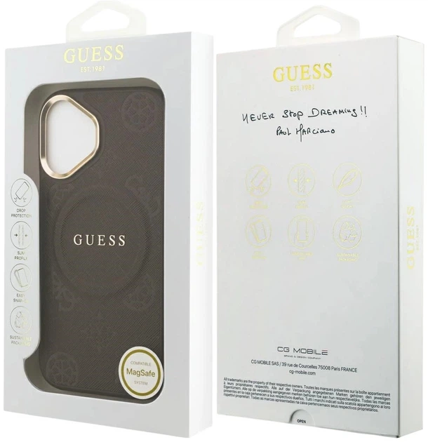 Панель Guess Peony Hot Stamp MagSafe для Apple iPhone 17 Brown (3666339519995) - зображення 8