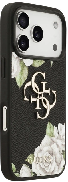 Панель Guess Grained Roses & Big 4G Logo для Apple iPhone 17 Pro Black (3666339490102) - зображення 4