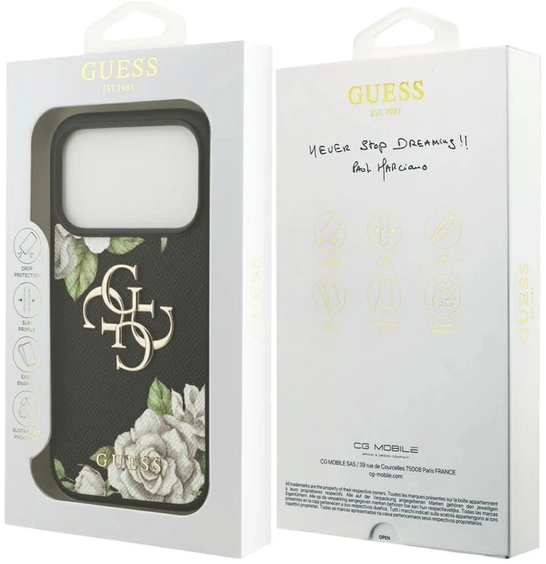 Панель Guess Grained Roses & Big 4G Logo для Apple iPhone 17 Pro Black (3666339490102) - зображення 8