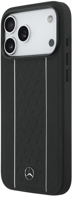 Etui plecki Mercedes Leather Star Pattern Stripes MagSafe do Apple iPhone 17 Pro Max Black (3666339508340) - obraz 2