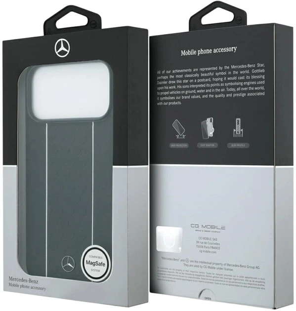 Etui plecki Mercedes Leather Star Pattern Stripes MagSafe do Apple iPhone 17 Pro Max Black (3666339508340) - obraz 8