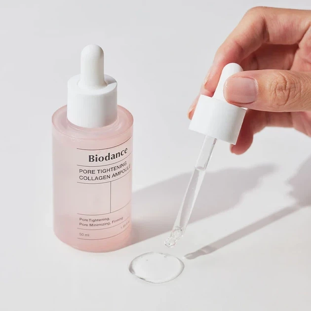 Ампульна сироватка для обличчя Biodance Pore Tightening Collagen Ampoule для звуження пор, 50 мл - Фото 2 Ампульна сироватка для обличчя Biodance Pore Tightening Collagen Ampoule для звуження пор, 50 мл - зображення 2
