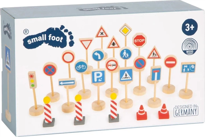 Набір міні-дорожніх знаків Small Foot дерев'яний 25 шт 5410807 (4020972117366) - зображення 2