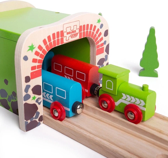 Туннель Bigjigs дерев'яний подвійний 2999117 (691621091722) - зображення 3