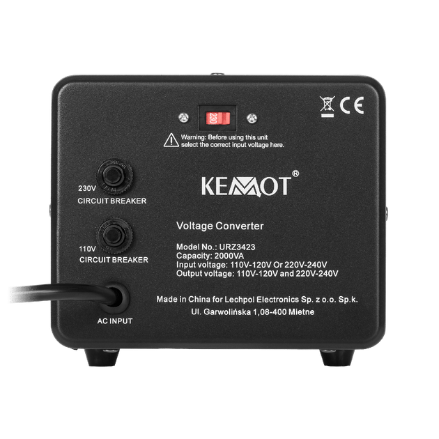 Преобразователь напряжения Kemot с 220В на 110В(с 110В на 220В) мощность 1600Вт/2000Va URZ3423 - изображение 2