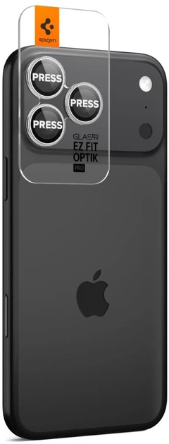 Szkło hartowane Spigen Optik Pro GLAS.TR ”EZ FIT” 2-pack do Apple iPhone 17 Pro / 17 Pro Max Silver (8800283312577) - obraz 3