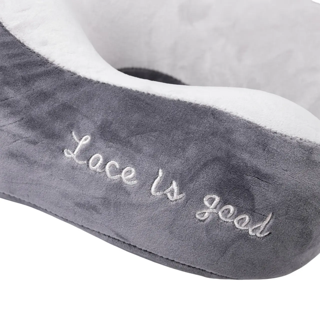 Подушка для путешествий Lace is good дорожная подушка для шеи в самолет с эффектом памяти 30х30х10 см Серый - Фото 5 Подушка для путешествий Lace is good дорожная подушка для шеи в самолет с эффектом памяти 30х30х10 см Серый - изображение 5