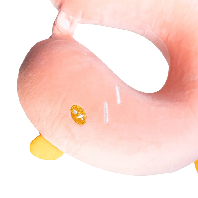 Подушка для подорожей Duck дорожня подушка для шиї в літак з ефектом пам'яті 30х30х10 см Рожевий - зображення 5