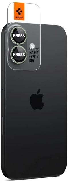 Szkło hartowane Spigen Optik Pro GLAS.TR ”EZ FIT” 2-pack do Apple iPhone 16 / 16 Plus / 17 Green (8800283312614) - obraz 3