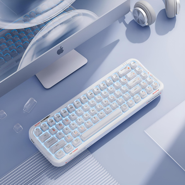 Клавиатура Mofii Pearl SK-711 с комбинированным подключением, RGB подсветкой и силиконовой подставкой под запястья - Pearl white - изображение 3