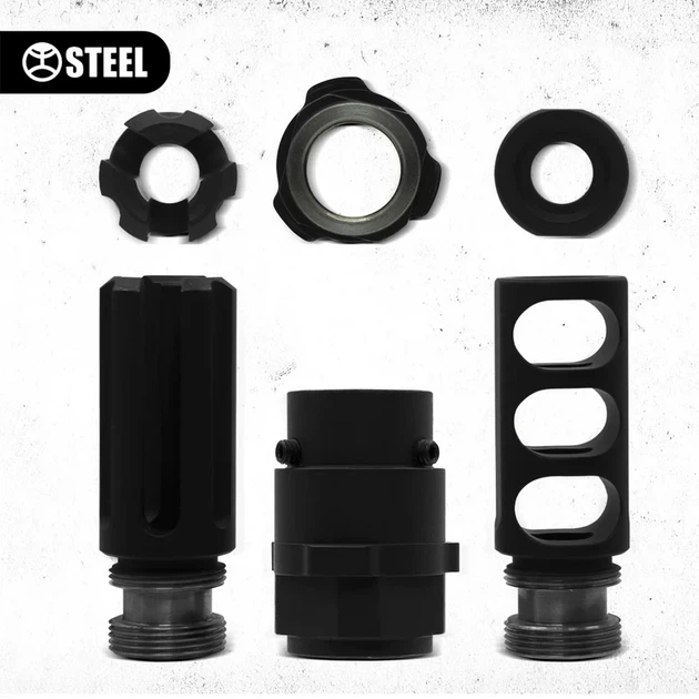 Глушитель STEEL HORDE QD-T 5.45, резьба – 24×1.5, быстросъёмный титановый саундмодератор - изображение 4
