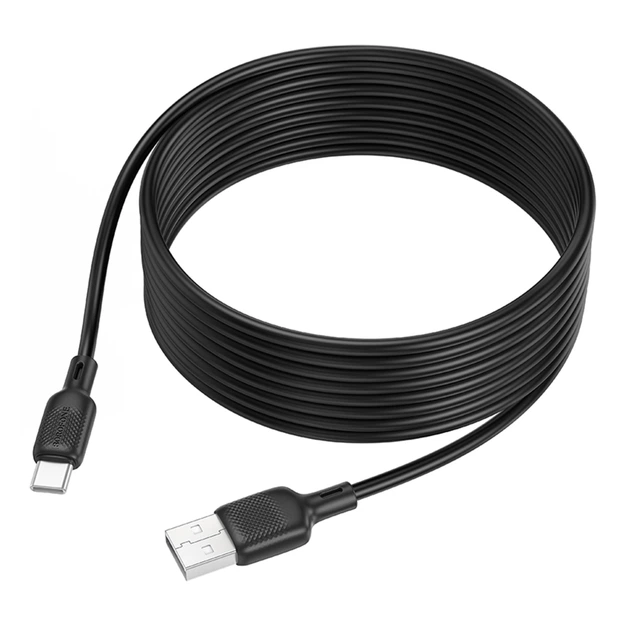 Кабель Borofone BX113 Silicone Type-C 3A 3m Black - Фото 3 Кабель Borofone BX113 Silicone Type-C 3A 3m Black - зображення 3
