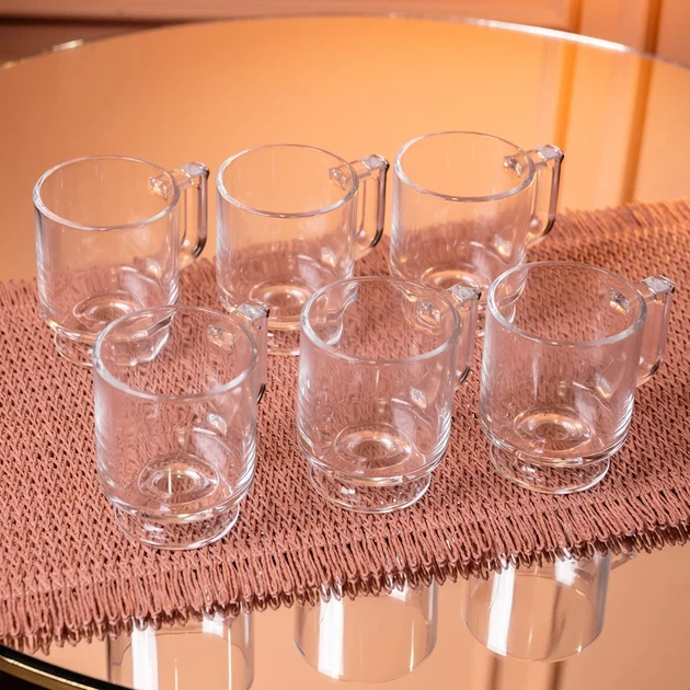 Набір чашок 6 шт для чаю та кави Goblet по 300 (мл) кружки скляні Прозорий HP-19-L6 - Фото 3 Набір чашок 6 шт для чаю та кави Goblet по 300 (мл) кружки скляні Прозорий HP-19-L6 - зображення 3