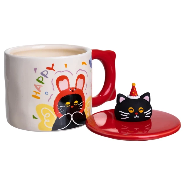 Чашка порцелянова з кришкою Kitten's Birthday 400 (мл) подарункова кружка прикольна чашка для дітей на подарунок Червоний FM-24D - Фото 2 Чашка порцелянова з кришкою Kitten's Birthday 400 (мл) подарункова кружка прикольна чашка для дітей на подарунок Червоний FM-24D - зображення 2