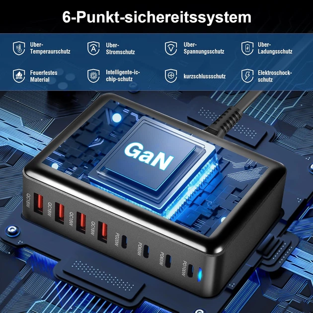 Зарядна станція багатопортова ILEPO 320W на 4 USB + 4 Type-C / мережевий мультизарядний пристрій Black (19026) - зображення 8