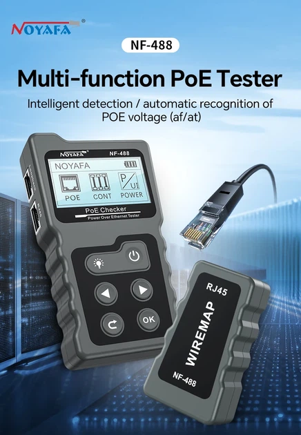 Багатофункціональний кабельний тестер Noyafa NF-488 функція PoE Ping для RJ45, DC (18887) - зображення 13