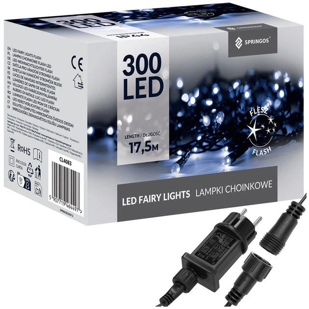 Новорічна гірлянда Springos Flash 300 LED 15 м (5907719464497) - зображення 2